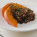 Quinoasalade met gegrilde pompoen, cranberry en amandelen