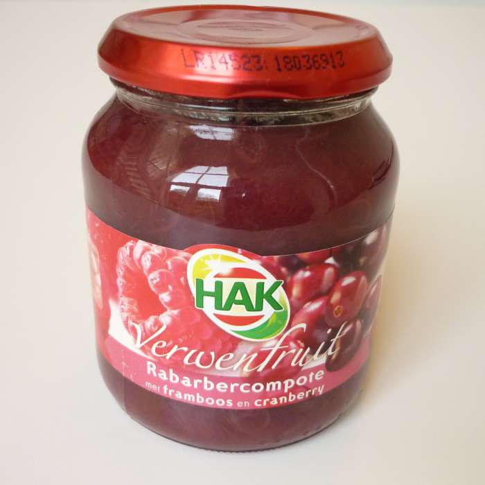 Rabarbercompote met cranberry en framboos, HAK verwenfruit