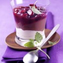 Zwart- witte chocomousse met cranberrysaus